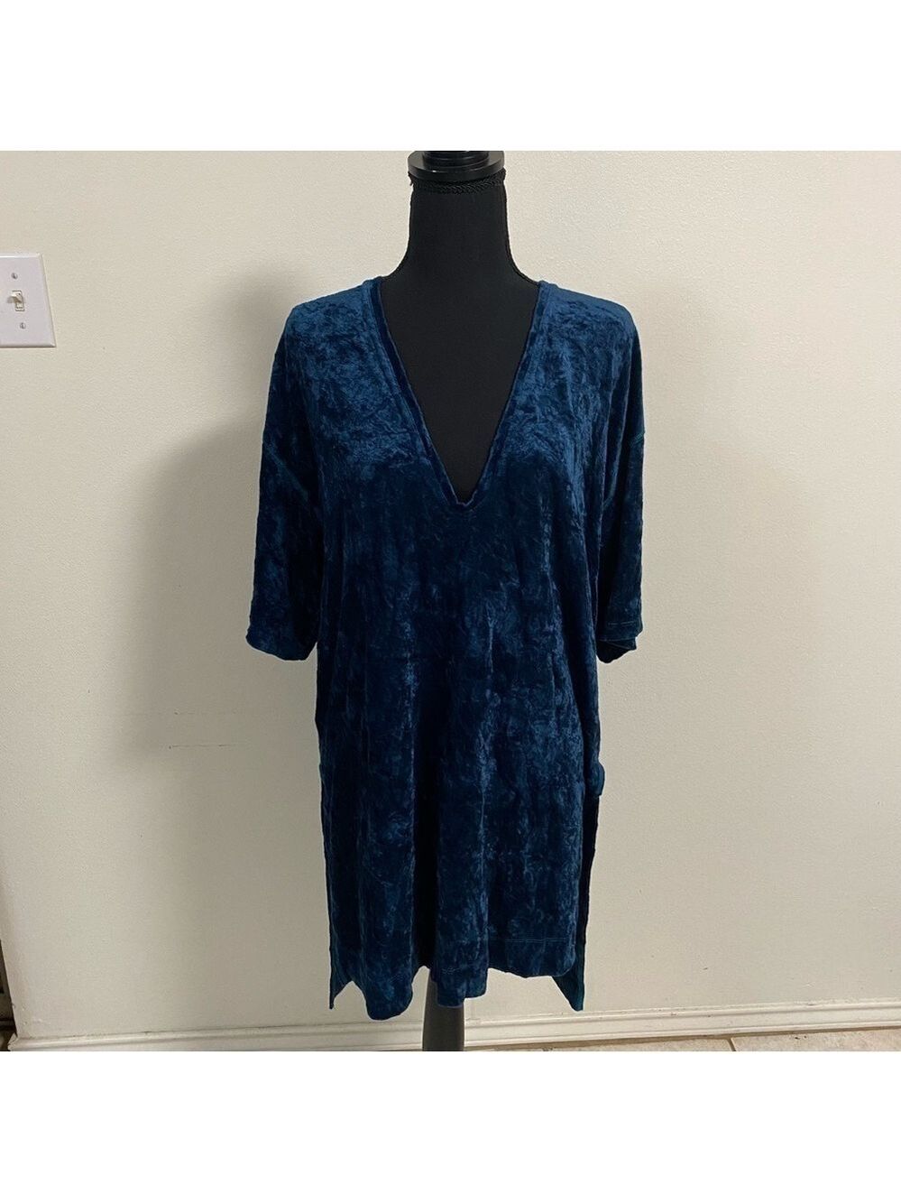 Free People We The Free FP Velvet Luxe Tunic Top Dress Teal 
Size XS